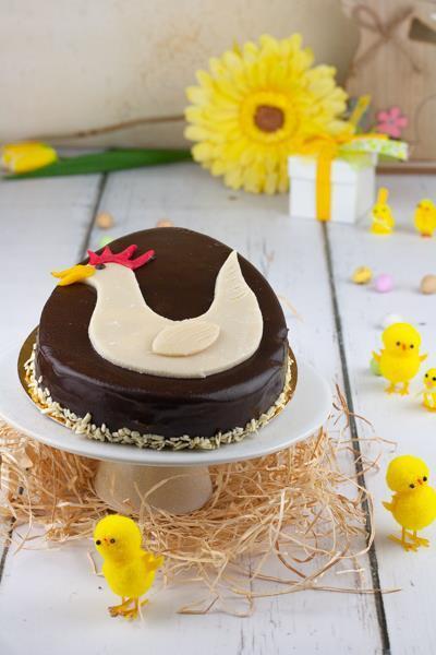 Chocolade paastaart met kip 6 pers.