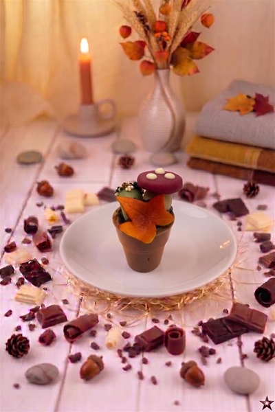 Chocolade bloempotje herfst